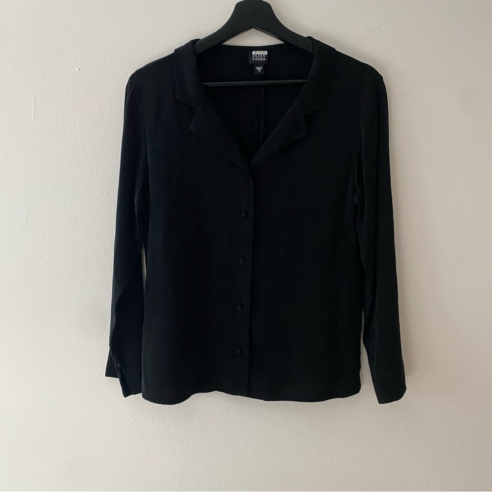 Eileen Fisher Silk Blend Blouse Size Small Black